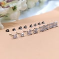 thumbnail image 4 of 6 Mm Square Princess cut Diamond White CZ Solitaire Stud Minimalist Handmade Gift Studs with Pushback 925 Silver, 4 of 7