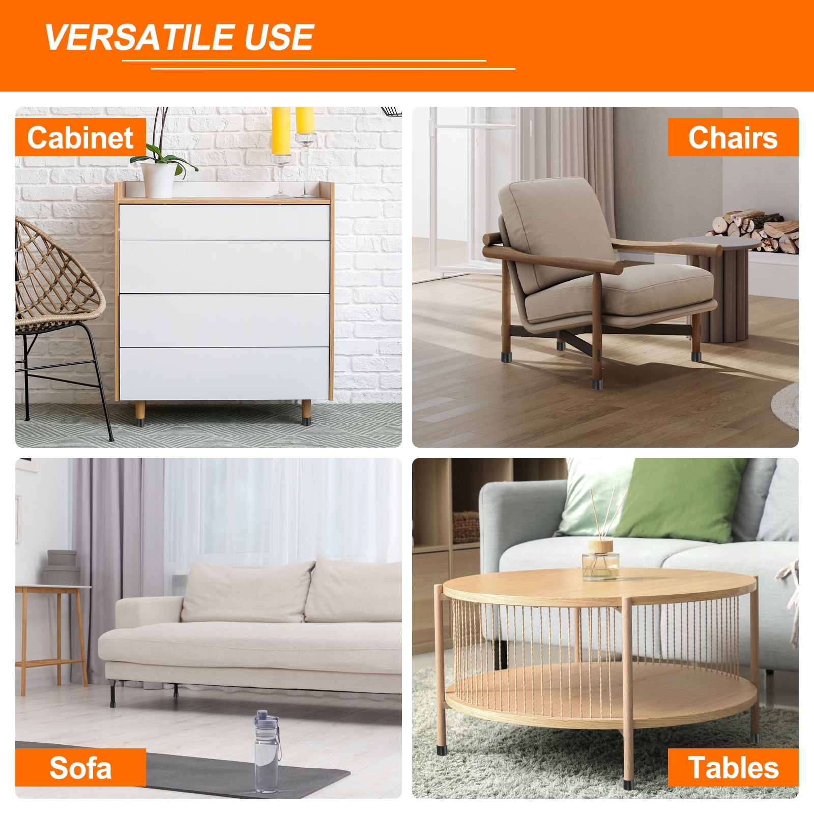 Unique Bargains Rectangle Chair Leg Caps for Floor Protection 2.36"x 1.18"x1.26"
