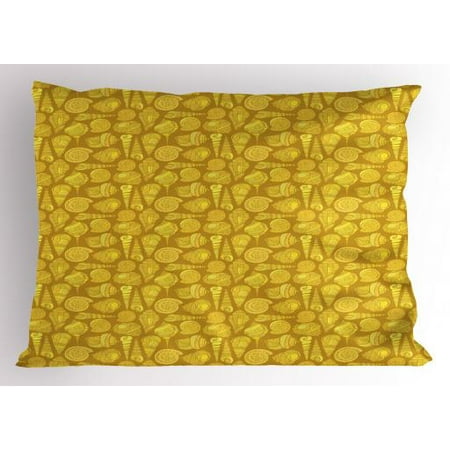 Shells Pillow Sham Stylized Ornamental Illustration Of Long Tail