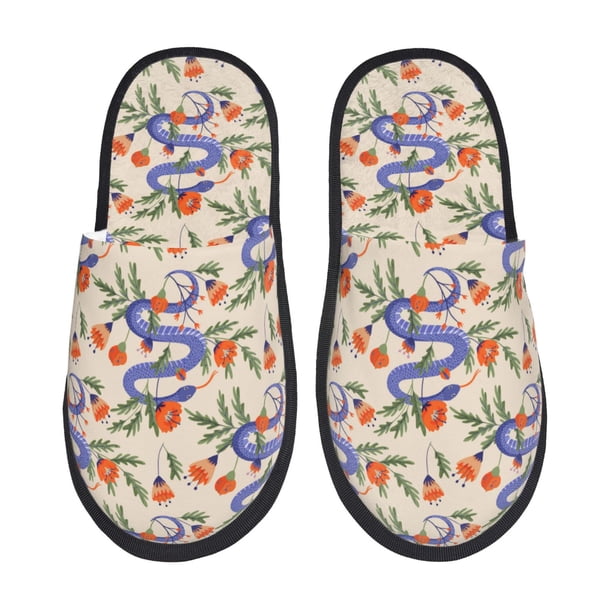Fotbe Snake Pantuflas Peludas para Mujer con Estampado, Zapatillas de Peluche, Zapatos de Invierno para Casa, Uso Interior y Exterior-Large