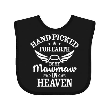 

Inktastic Handpicked for Earth by My Mawmaw in Heaven with Angel Wings Gift Baby Boy or Baby Girl Bib