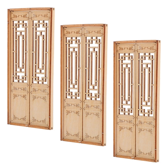 WHAMVOX 3pcs Wooden Miniature Parts Light Brown Cultural Projects Dollhouse Renovation Parts