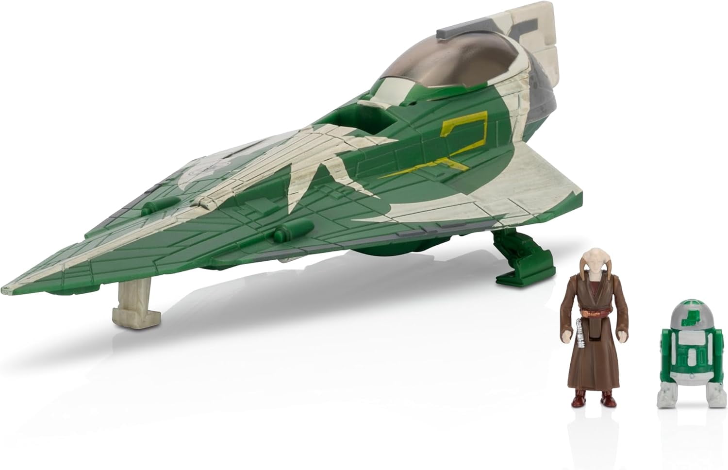 Star Wars Micro Galaxy Squadron Saesee Tiin's Jedi Starfighter - 5 inch Vehicle with Two 1 inch Micro Figure Accessories