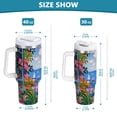 thumbnail image 6 of Yayeee 40oz Stainless Steel Tumbler with Straw and Handle Double-Wall Insulated Travel Water Bottle, Pink Floral Window, 6 of 8