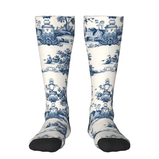 Fotbe Vintage Floral 1 Calcetas Divertidas Estampadas para Hombre y Mujer, Calcetas de Algodón hasta la Rodilla para Caminar, Correr, Enfermería y Embarazo