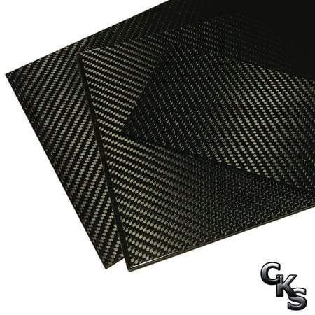 Carbon Fiber Flat Plate - 100mm x 250mm x 2mm Thick - 100% -3K Tow Plain Weave -High Gloss Surface