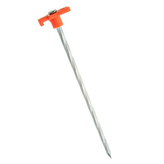 Heavy Duty Tent Stake Twisted Peg Nail Head 10" Solid Steel Orange