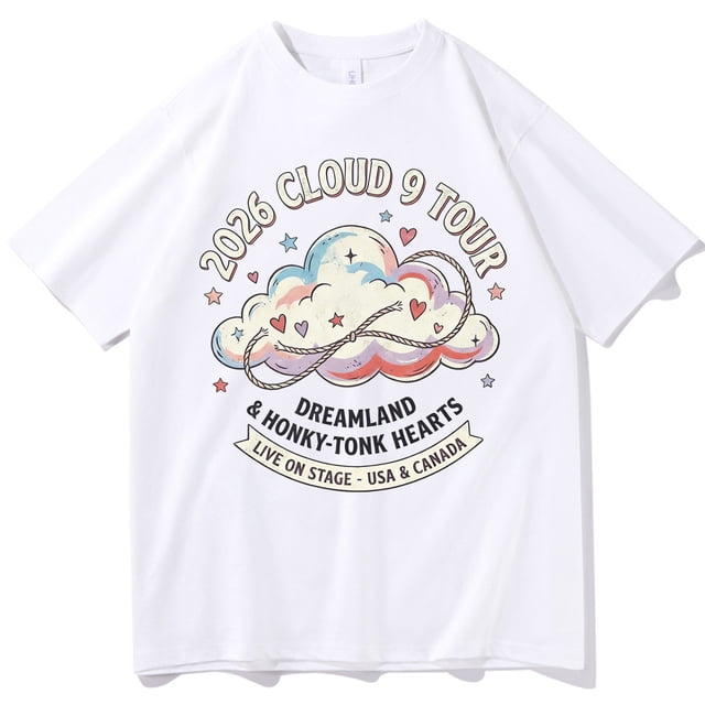 T-shirt Megan-Moroney Cloud 9 Tour 2026 Homme Femme Harajuku Manches Courtes Col Rond Décontracté, M, Blanc