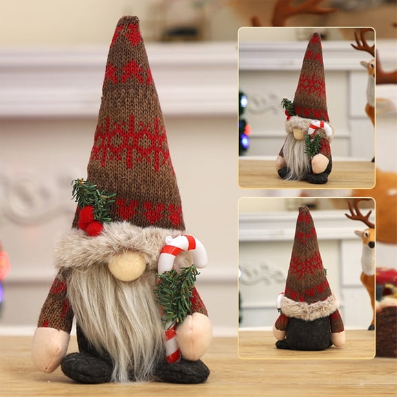 FEOLGEHLY Christmas Gnomes Plush Doll, Handmade Knitted Xmas Scandinavian Tomte Elf Dwarf for Home Desk Shelf Fireplace Tiered Tray Table Centerpieces Winter Holiday Christmas Decorations Indoor