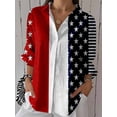thumbnail image 2 of Nyfairy Plus Size Women's Independence Day Print Long Sleeve V Neck Button Casual Shirt, 2 of 3
