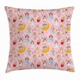 thumbnail image 1 of Angel Throw Pillow Cushion Cover, Fairies Playing Music Halo Cheerful Supernatural Creatures Nursery Theme, Decorative Square Accent Pillow Case, 20 X 20 Inches, Earth Yellow Pale Pink, by Ambesonne, 1 of 2