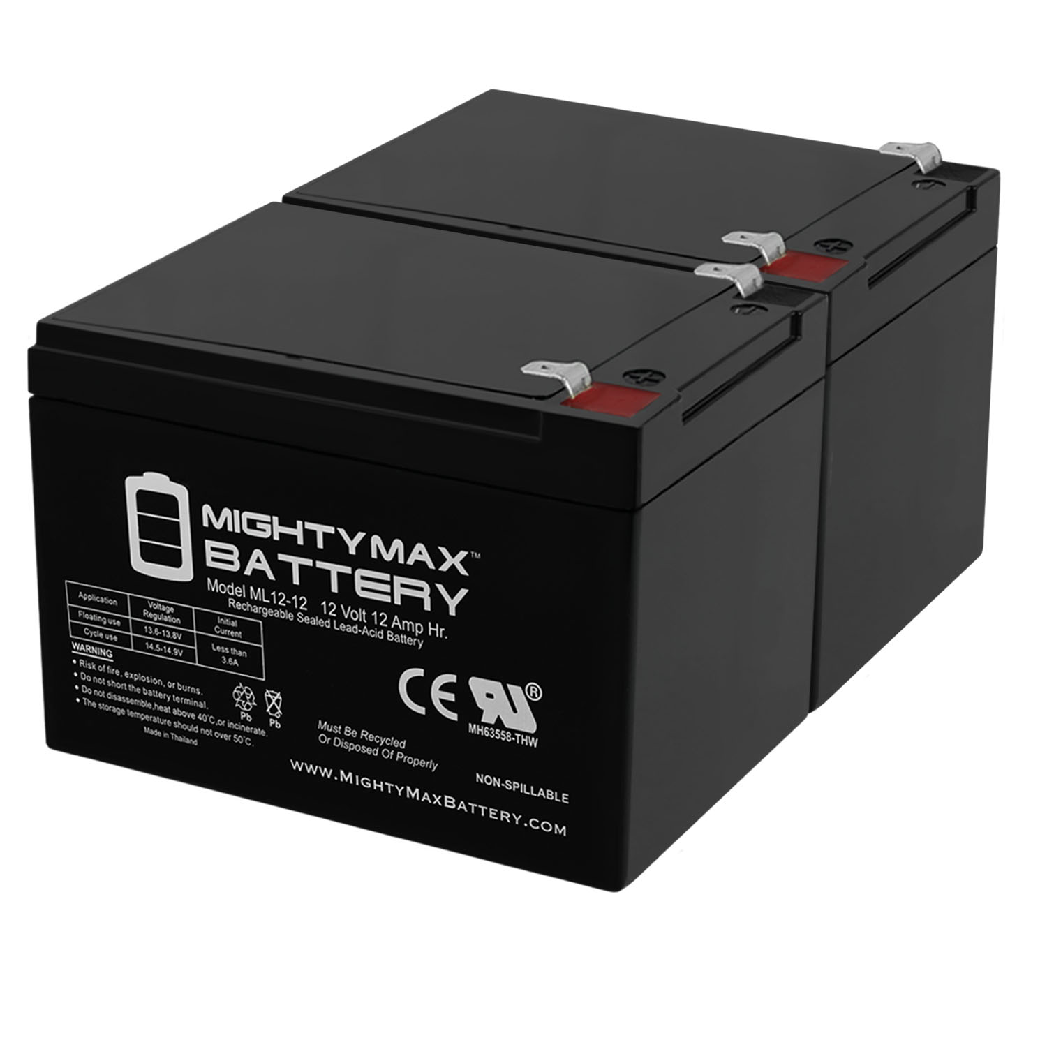 12V 12AH Battery for Optima Digital 1200 - 2 Pack - image 1 of 6