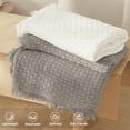 thumbnail image 3 of Exclusivo Mezcla Knitted Throw Blanket with Fringes for Couch, Soft and Warm Textured Throw for All Season, Lightweight Breathable Room Decor, Ivory, 50”x60”, 3 of 8