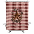 thumbnail image 2 of Farmhouse Country Shower Curtain for Bathroom Decor, Star Bless This Home Red Buffalo Plaid Waterproof Fabric Shower Curtain, 72"x78" Set with 12 Hooks, 2 of 9