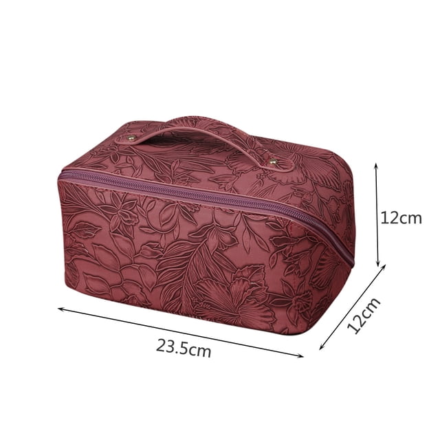 Bolsa de cosméticos retro de PUbolsa de maquillaje de viaje en relievebolsa de aseo portátil (rosa roja) Ehuebsd cuidado belleza