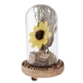 thumbnail image 2 of Base de flores artificiales secas, cúpula de madera, vidrio, micropaisaje, aniversario Amarillo, 2 of 9