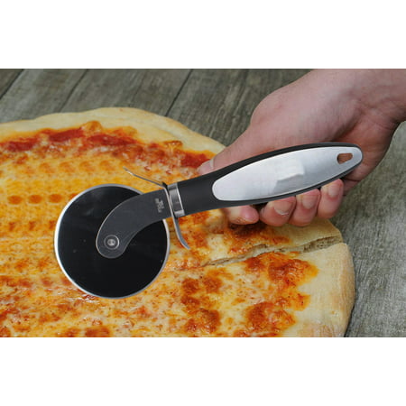 GLiving Pizza Cutter Wheel - Sharp Professional Grade Stainless Steel Blade with Ergonomic Smart-Grip Handle - Best Pizza Slicer - Precise Cutting of Pizzas, Cookies, Dough, and Much (Best Store Bought Pizza Dough For Grilling)
