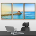 thumbnail image 2 of wall26 Framed Canvas Print Wall Art Set Vibrant Blue Ocean Horizon Pier Sunset Nature Wilderness Photography Realism Rustic Landscape Colorful for Living Room, Bedroom, Office - 16"x24"x3 N, 2 of 5