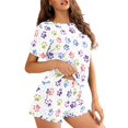 thumbnail image 3 of Yuyamidu Dog Paws Printed Womens Pajama Set Short Sleeve Pjs Sets 2 Piece Lounge Set Comfy Shorts Sleepwear with Pockets PJ Set, White, 3 of 7