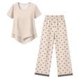 thumbnail image 5 of 2 Piece Capri Sets for Women Lounge Sets Printed Capris Top Wide Leg Crop Pants Travel Beach Vacation Clothes, 5 of 6