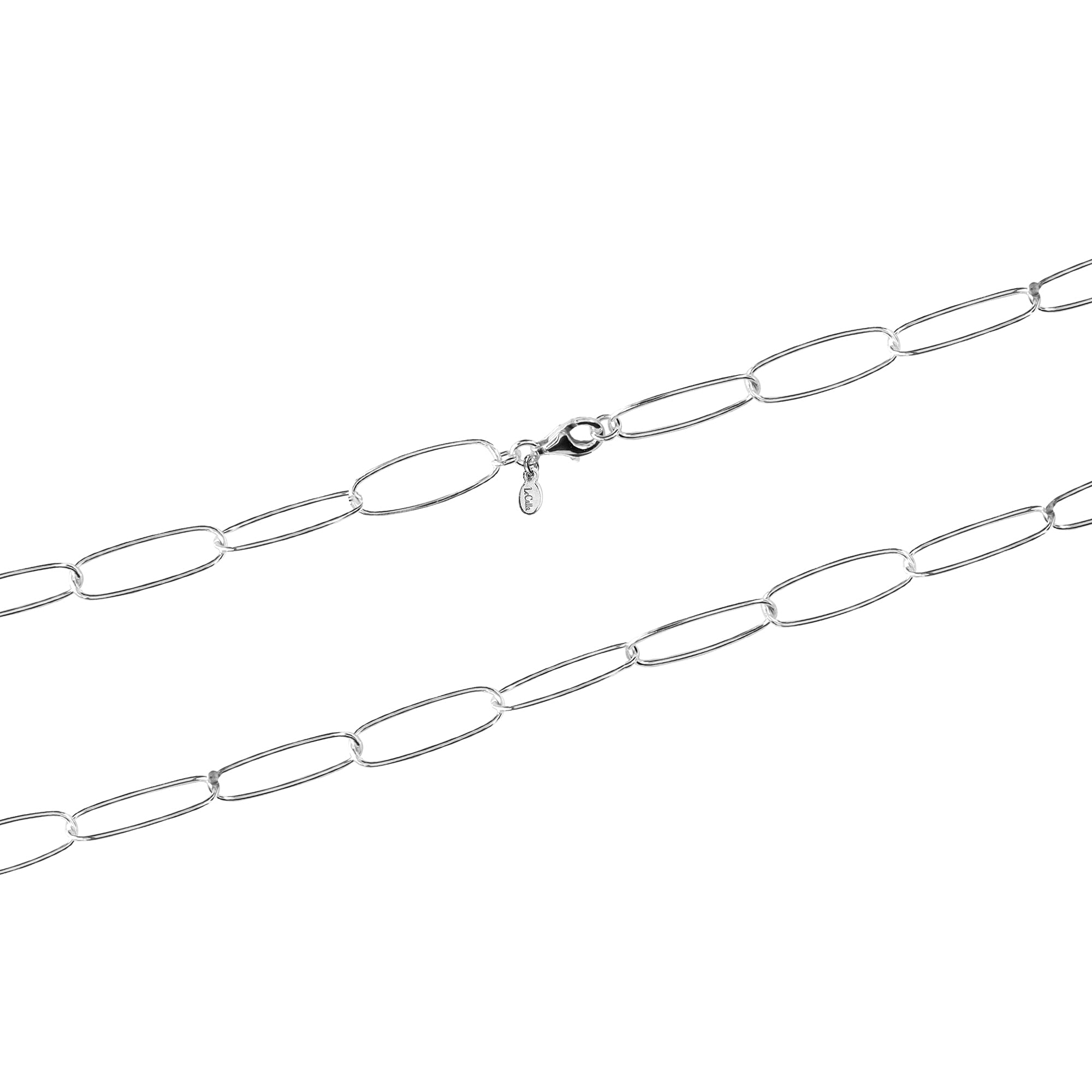 LeCalla 925 Sterling Silver Chain Necklace for Women, Light Weight 6.5MM Big Paperclip Link Chain Necklace 18" Inch Jewelry Gifts for Women