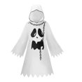 thumbnail image 5 of REDARER Kids Halloween Ghost Hooded Dress with Ghost Print Chain Decor Jagged Hem Long Bell Sleeve for Trick or Treat Cosplay Party School DressâUp Outfit,3-4 Years, 5 of 7