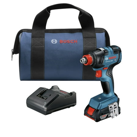 Restored Bosch GDX18V-1800B12-RT 18V EC Brushless Lithium-Ion 1/4 in. and 1/2 in. Cordless 2-in-1 Bit/Socket Impact Driver Kit (2 Ah) (Refurbished)