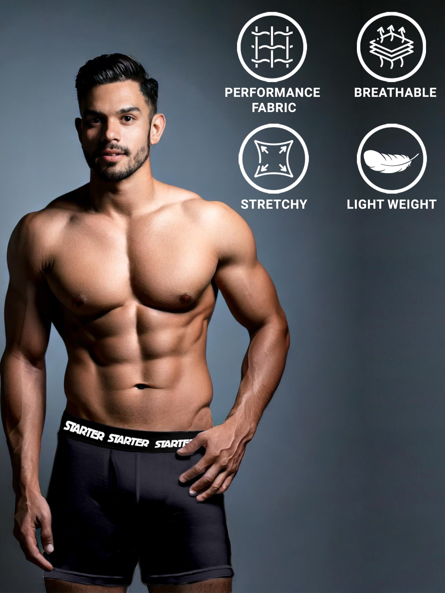 Starter Men’s and Big Men’s Active Performance Boxer Briefs, 6-Pack, Sizes S-5X