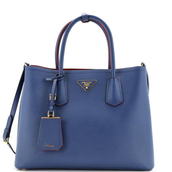 Pre-Owned Prada Prada Cuir Double Tote Saffiano Leather Medium By Rebag