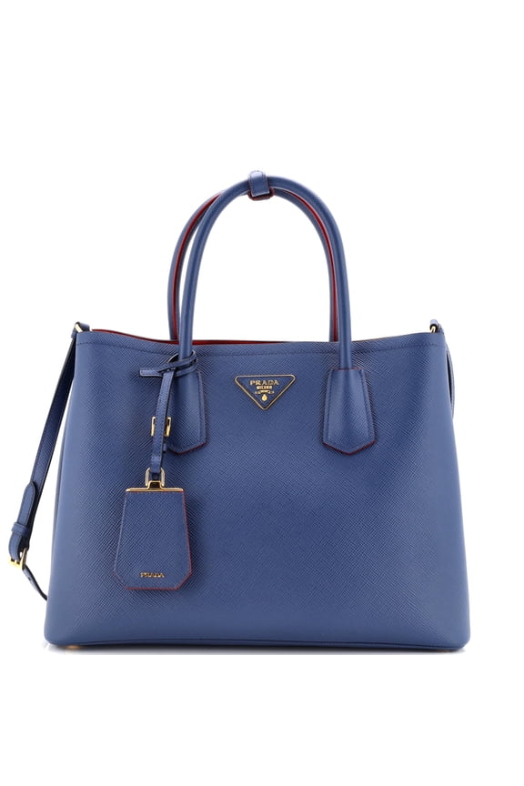 Pre-Owned Prada Prada Cuir Double Tote Saffiano Leather Medium By Rebag