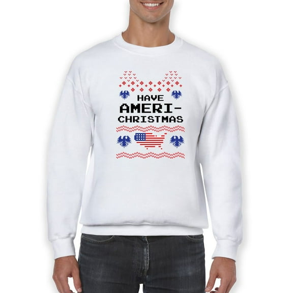 Have Ameri-Christmas Usa Pixeled Men Sweatshirt, Male XX-Large