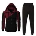 thumbnail image 3 of Men's Hooded Cardigan Sweater Casual Sports Suit Comfortable Lightweight Stylish Contrast Design, 3 of 7