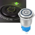 thumbnail image 3 of Self Reset SwitchBlue LED Flat Round Car N NC Switch Sturdy Construction, 3 of 5