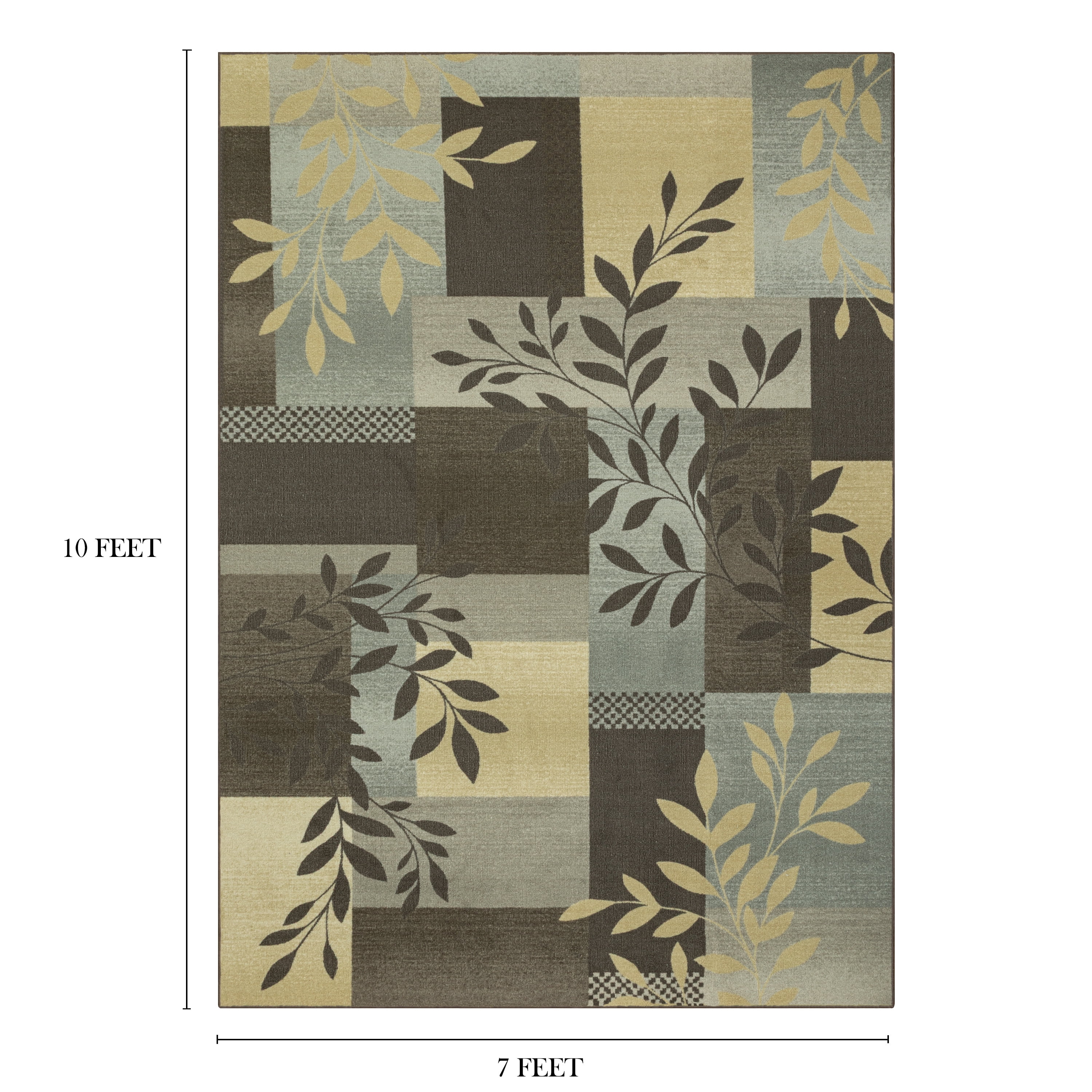 Mainstays Traditional Leaf Block Gray Print Indoor Area Rug, 7' x 10'