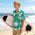 thumbnail image 6 of Atogsazn Kids Boys Hawaiian Floral Printed Shirts Children Casual Button Down Short Sleeve Shirt Beach Summer Tops Green 12-13 Years Fashion, 6 of 8