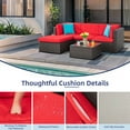 thumbnail image 2 of Walsunny Outdoor Furniture Set,5 Piece Small Patio Conversation Set Wicker Rattan Patio Seating Sofas with Cushion and Tempered Glass Table, Red, 2 of 6