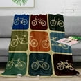 Bicycle Retro Style Flannel Blanket Travel Picnic Blanket Portable Soft