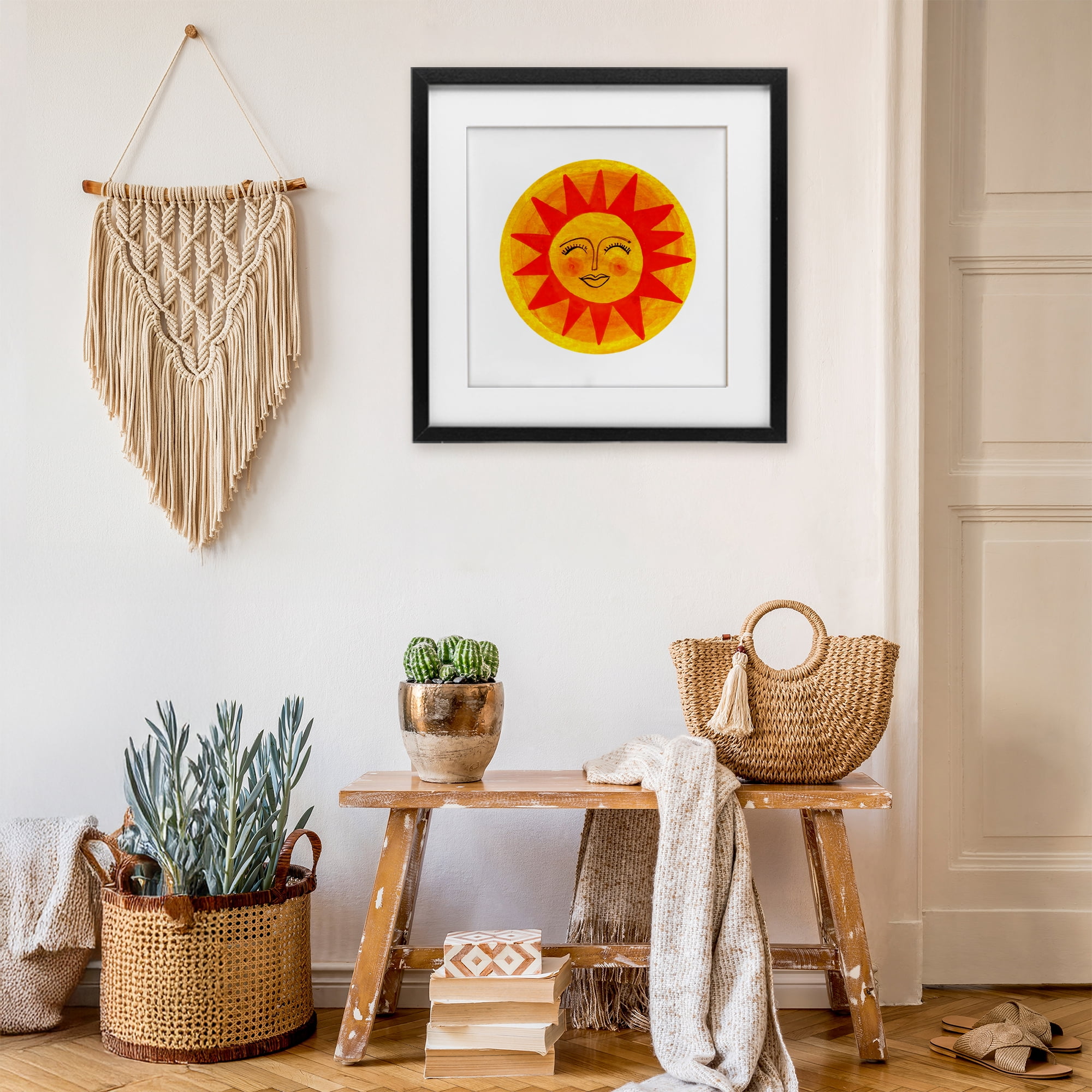 Stupell Industries Warm Fiery Sun Black Framed Print Under Glass, design by Katherine Herrell Studio