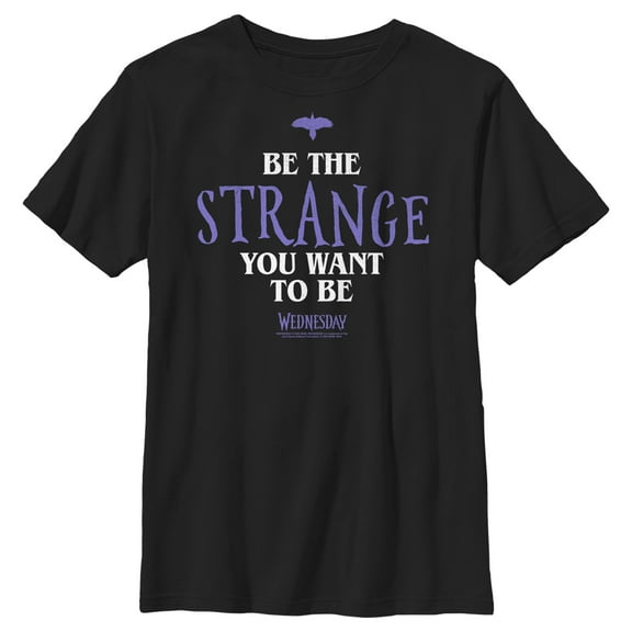 Boy's Wednesday Be the Strange You Want to Be Graphic Tee Black X Small