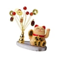 thumbnail image 4 of Lucky Cat Statue Feng Shui Decoración Tablero de Piece Artwork Árboles de Ornamento de animales para la sala de té estante de Amarillo, 4 of 8