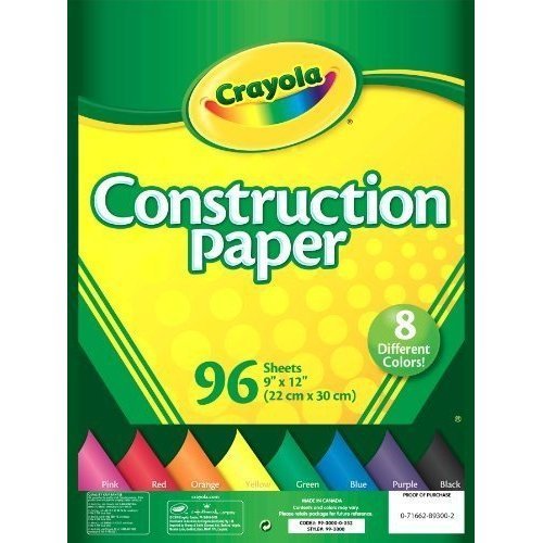 Crayola Construction Colored Paper in Bulk, 8 Assorted Colors, 9x12, 96