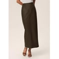 thumbnail image 4 of PRETTYGARDEN Women's Faux Leather Long Skirt Fall Trendy Clothes High Waist Dressy Casual Pencil Maxi Skirts with Slit, 4 of 7