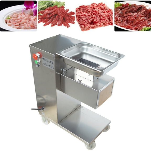 INTBUYING Commercial Meat Cutting Machine 5mm Blade Stainless Steel Multifunctional Meat Slicer Cutter QE