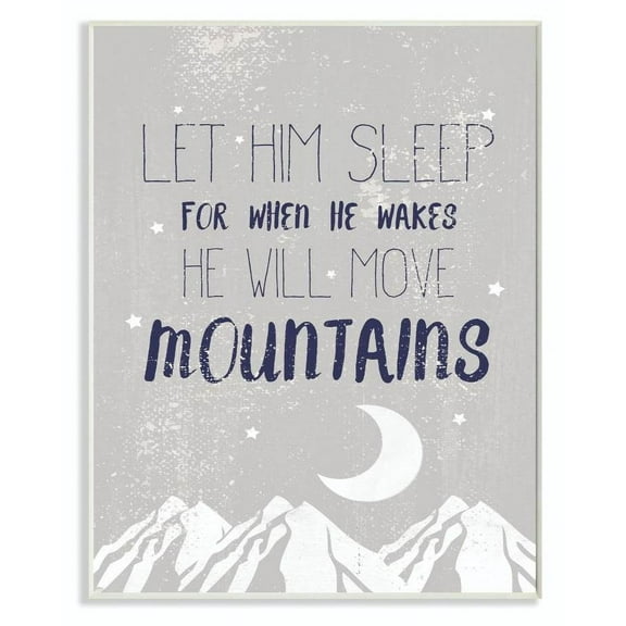 The Kids Room by Stupell Let Him Sleep Blue Mountains Kids Word Design Wall Plaque by Daphne Polselli