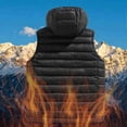 thumbnail image 7 of COSFO Mens Puffer Vests Casual Solid Suede Black Full Zip Hooded Outwear Sleeveless with Pockets Loose Fit Warm Mens Jackets, 7 of 7