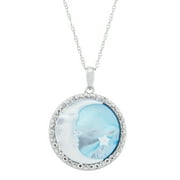 Brilliance Fine Jewelry Mother of Pearl, Crystal,Moon,Star Pendant in Sterling Silver,18"