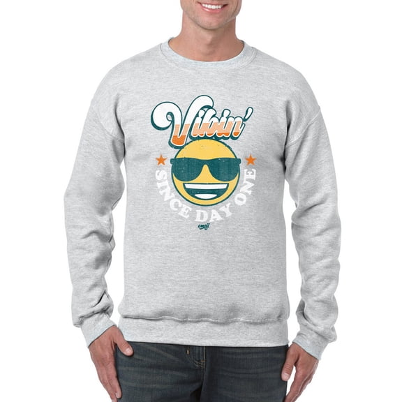 Vibin’ Since Day One - Cool Retro Emoji Smiley Graphic Men's Sweatshirt