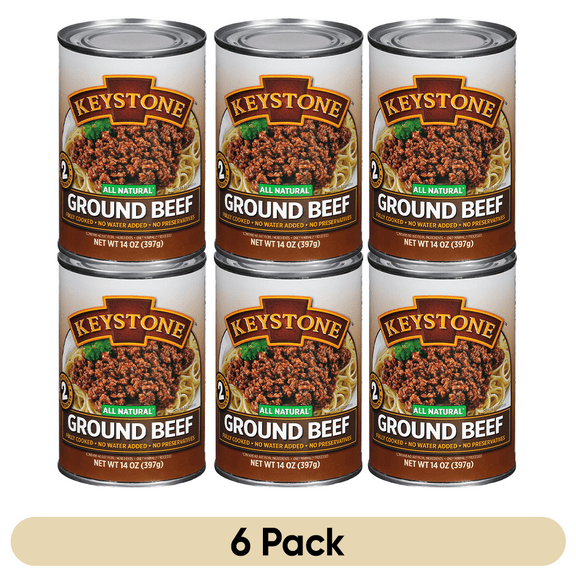 Keystone All Natural Ground Beef 14 oz Can (6 Pack) ✅ Emergency Survival Food For Camping Hiking and Backpacking Ready to Eat ✅