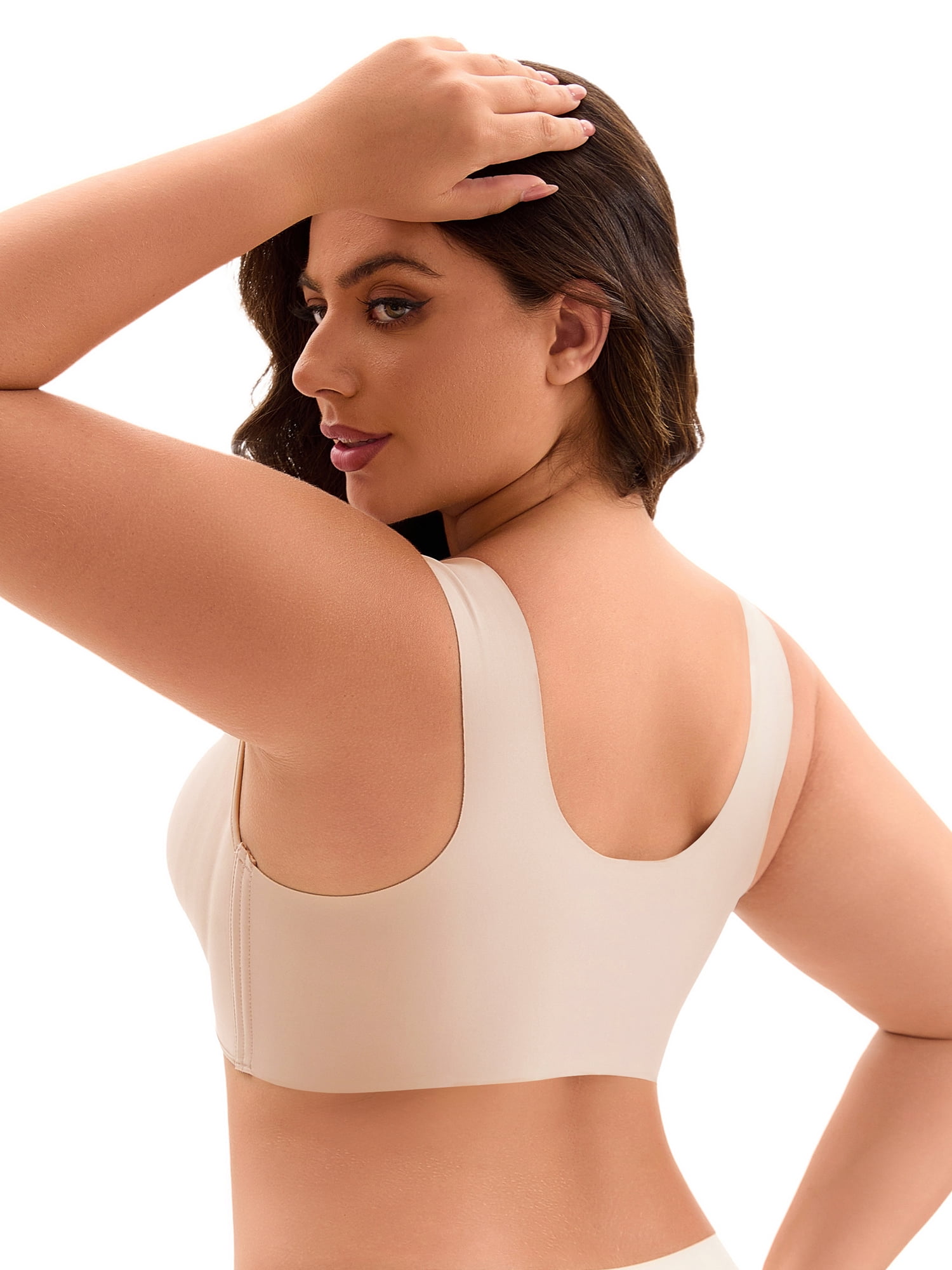 Unique Bargains Full Coverage Push Up Support Bra E 38 Beige