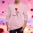thumbnail image 2 of LJEFF Men's Valentine's Day Long-Sleeve Shirt, Casual Crew Neck Oversize Heart Print Pink, 2 of 5